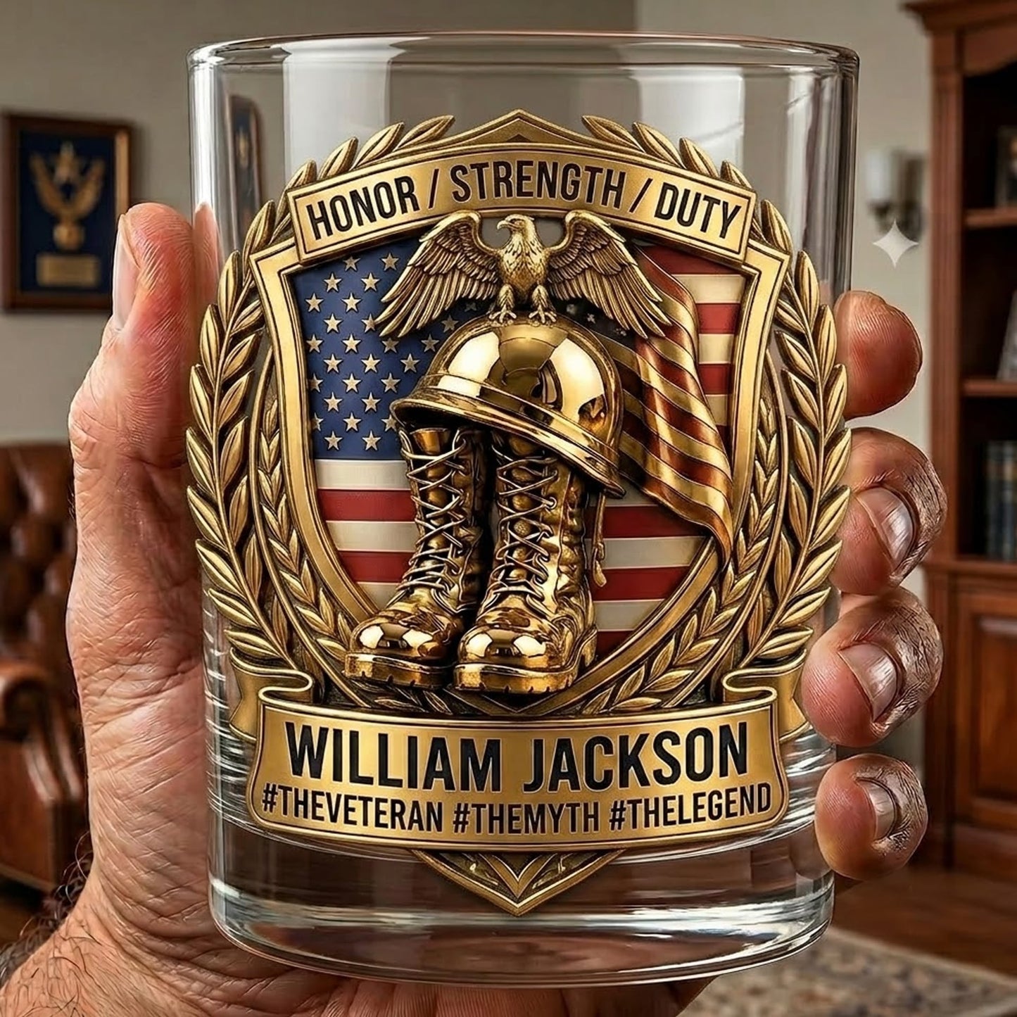 Personalized Proud Veteran Dad Drinking Glass, Gifts For Dads