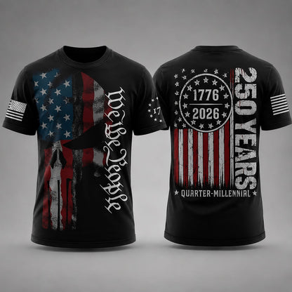 Patriot Skull American Flag T-Shirt, Freedom Honor & Strength Tee