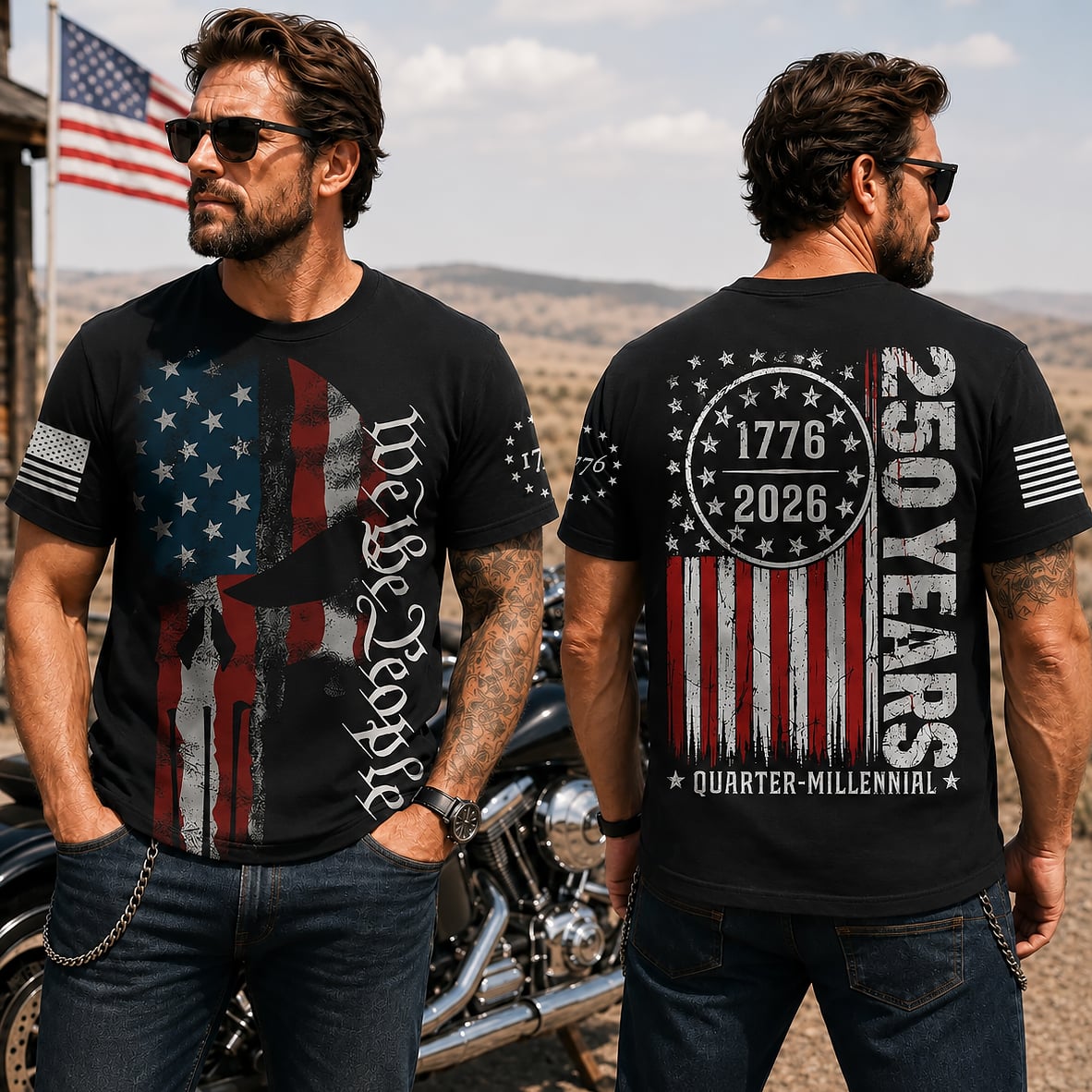 Patriot Skull American Flag T-Shirt, Freedom Honor & Strength Tee