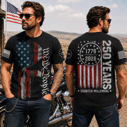 Patriot Skull American Flag T-Shirt, Freedom Honor & Strength Tee