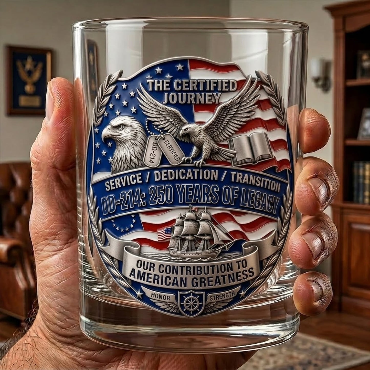 DD-214 250 Years Of Legacy Drinking Glass