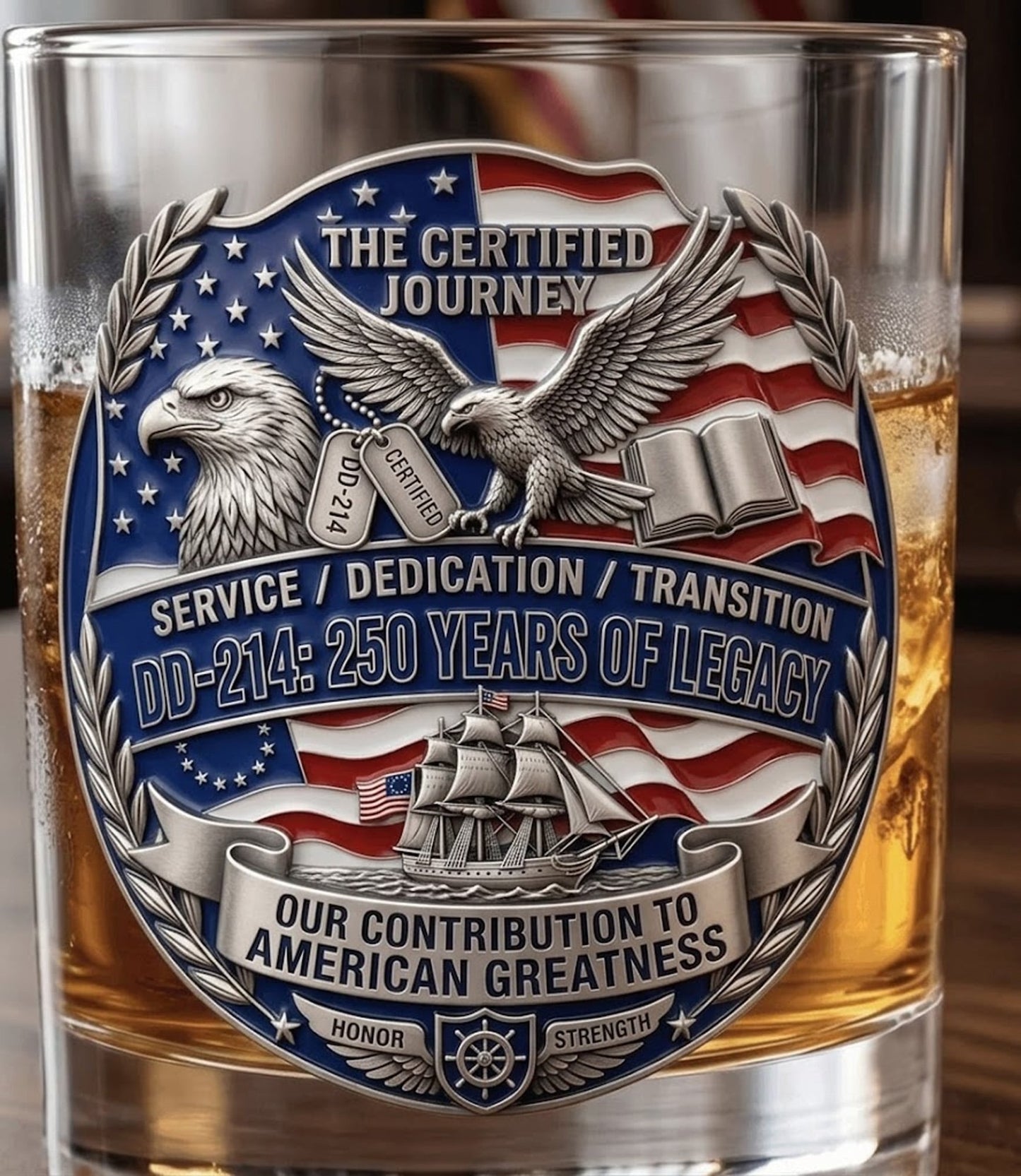 DD-214 250 Years Of Legacy Drinking Glass