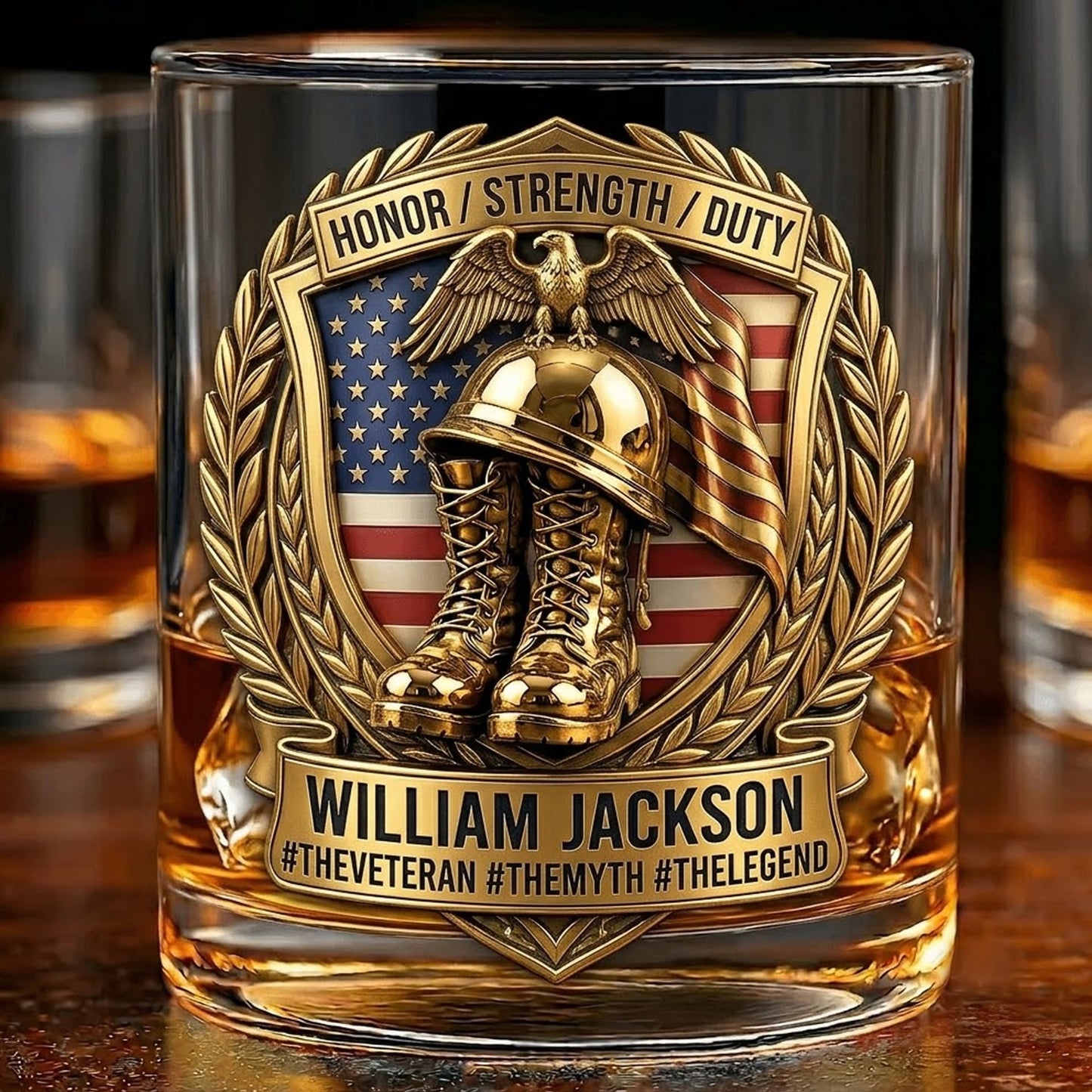 Personalized  Proud Veteran Dad Drinking Glass, Gifts For Dads
