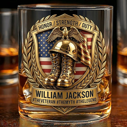 Personalized  Proud Veteran Dad Drinking Glass, Gifts For Dads