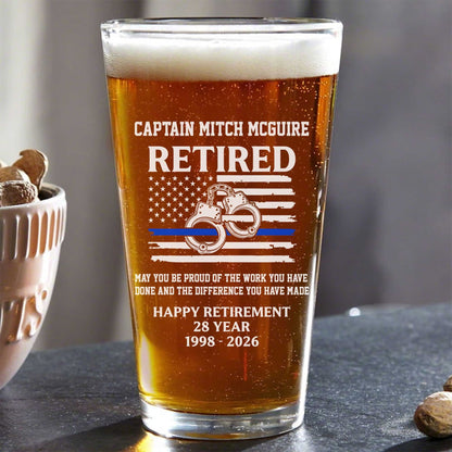 Personalized Police Officer 16oz Print Beer Glass