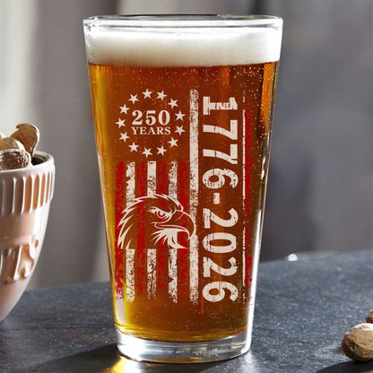 1776 Vintage Patriotic American Flag 16oz Pint Beer Glass