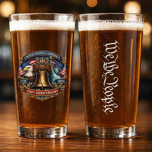 250 Years We The People Eagle Patriotic 1776-2026 16oz Pint Beer Glass