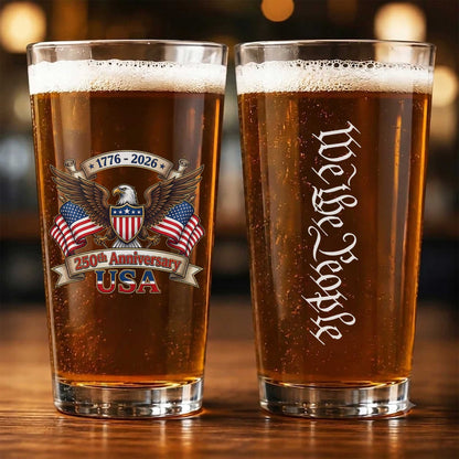 America 250th Anniversary Personalized Beer Glass 1776-2026 Patriotic Gift