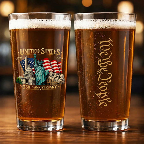 United States 250th Anniversary 1776-2026 Patriotic 16oz Pint Beer Glass
