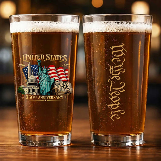 United States 250th Anniversary 1776-2026 Patriotic 16oz Pint Beer Glass