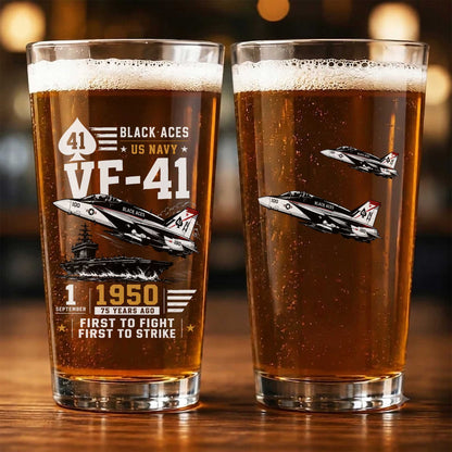 US Navy VF-41 “Black Aces” F/A-18F 16oz Pint Beer Glass