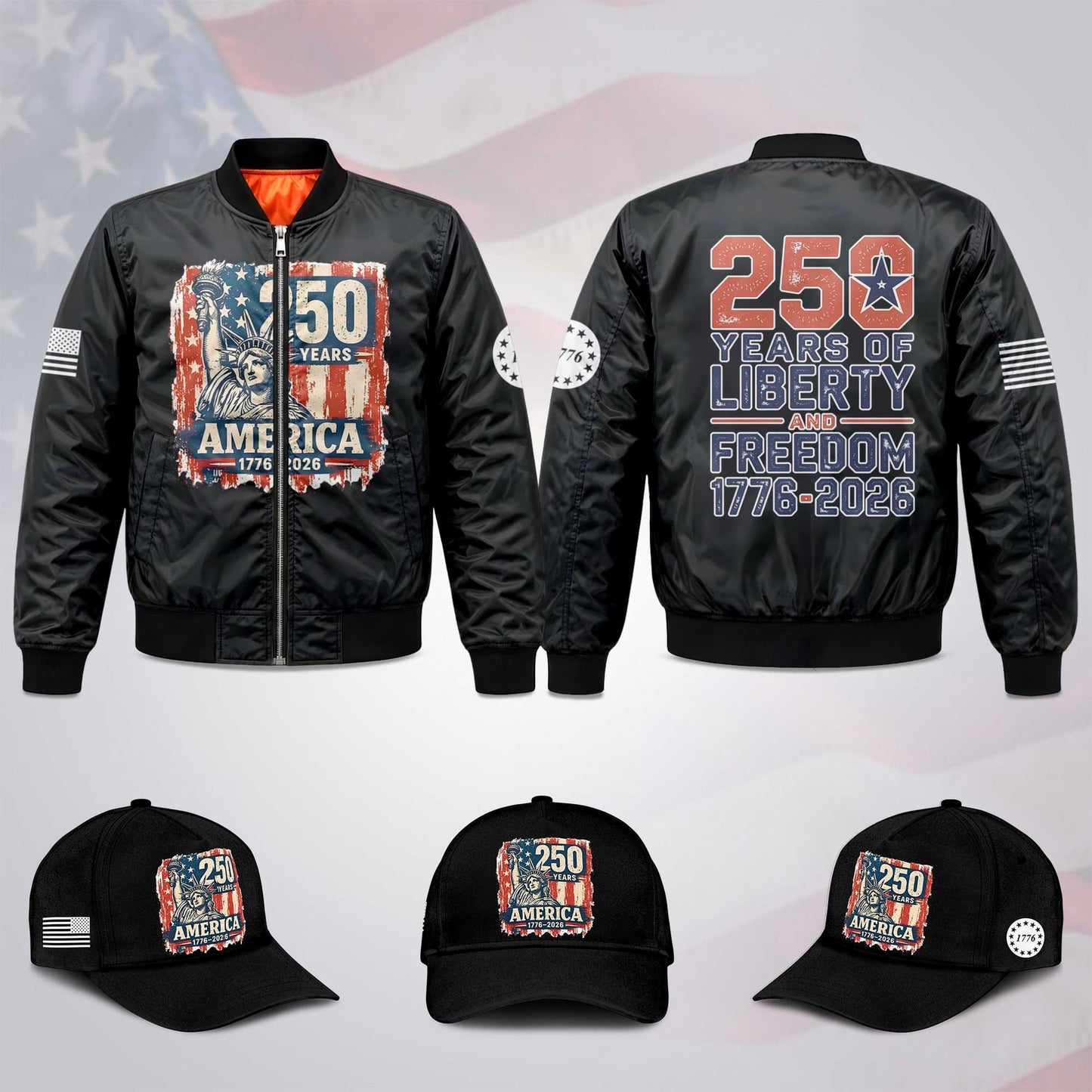 America 250 Varsity USA Patriotic Jacket Bomber / Combo