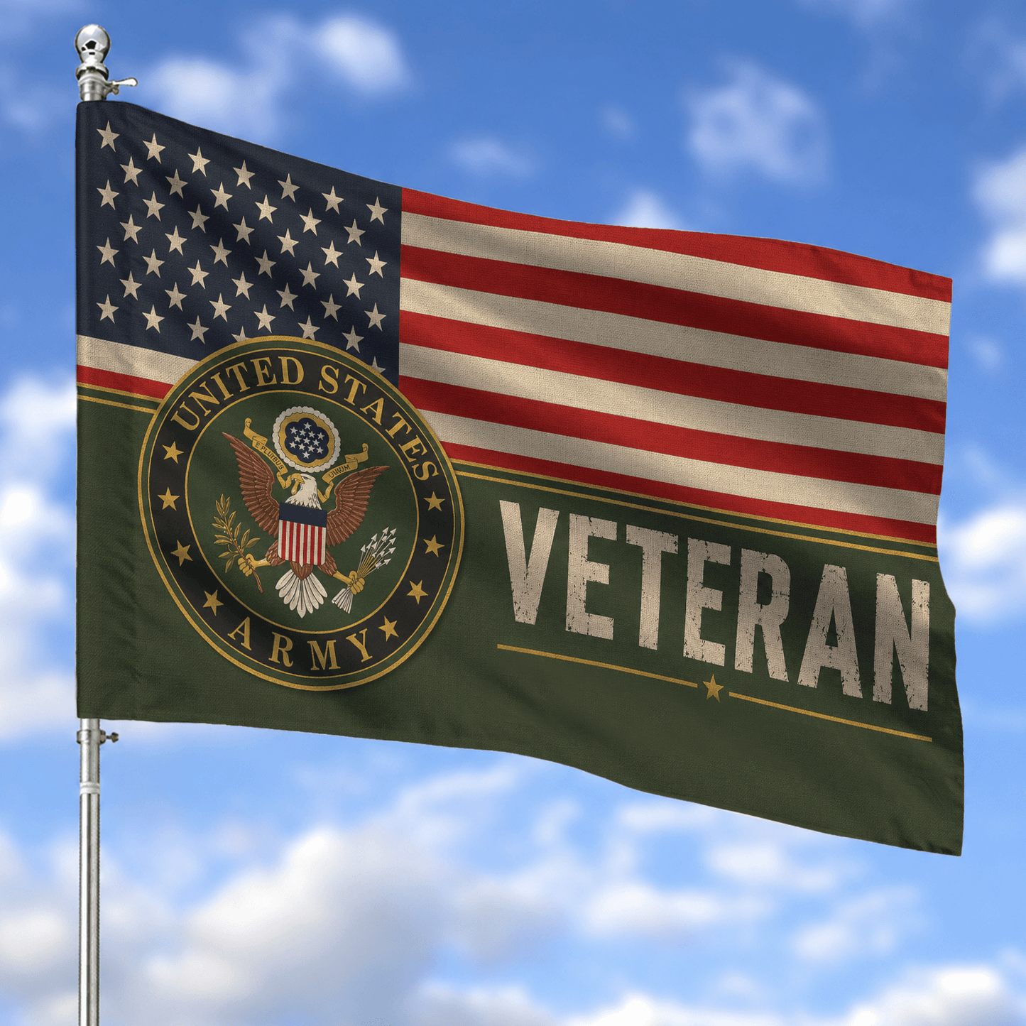 Proud Veteran Flag, Patriotic USA Military Memorial Flag