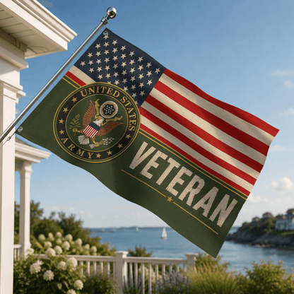 Proud Veteran Flag, Patriotic USA Military Memorial Flag