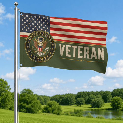 Proud Veteran Flag, Patriotic USA Military Memorial Flag