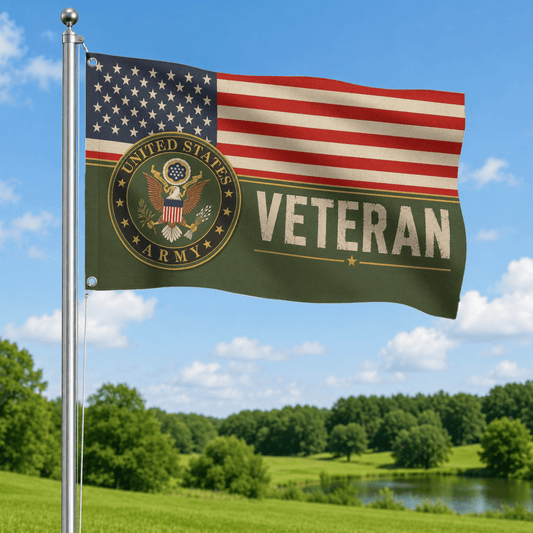 Proud Veteran Flag, Patriotic USA Military Memorial Flag