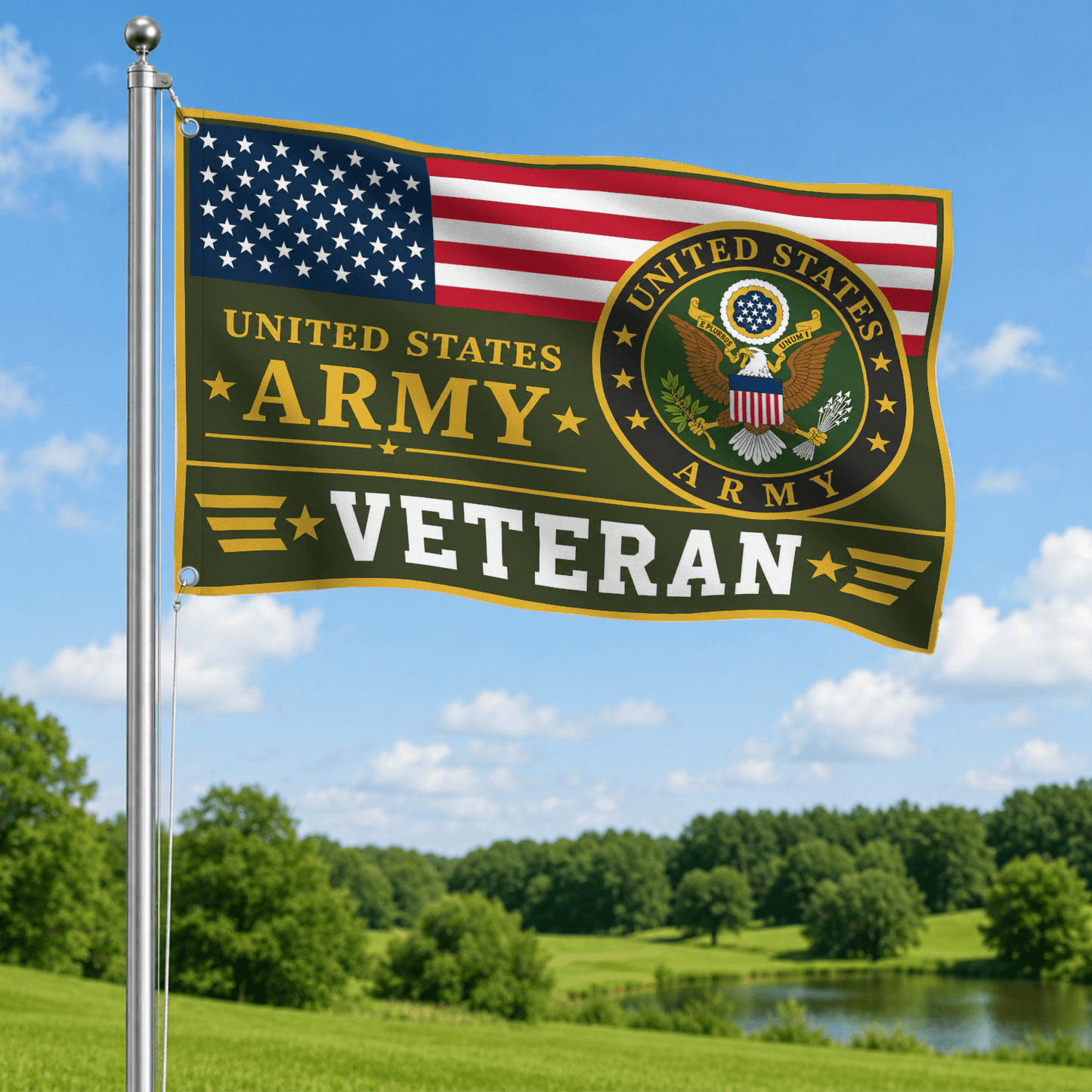 US Army 250 Years Flag, Veteran Appreciation Military Flag For Retired Soldiers