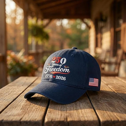 Embroidered America 250 Cap, 1776-2026 USA Patriotic Baseball Cap