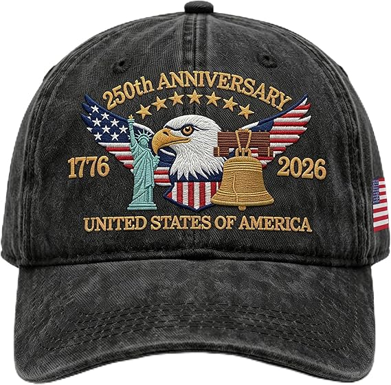 Embroidered Cap 250th Anniversary USA Eagle, 1776-2026 Patriotic Baseball Cap