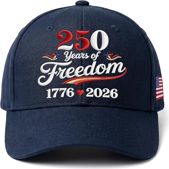 Embroidered America 250 Cap, 1776-2026 USA Patriotic Baseball Cap