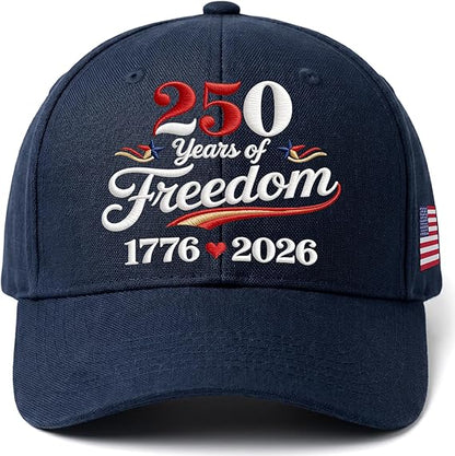 Embroidered America 250 Cap, 1776-2026 USA Patriotic Baseball Cap