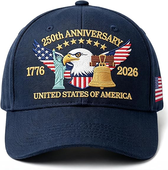 Embroidered 250th Anniversary Cap, 1776-2026 Independence Day Baseball Hat