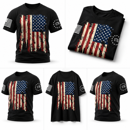 USA Flag 4th July American Tshirt, Red White Blue Star Patriotic TShirt