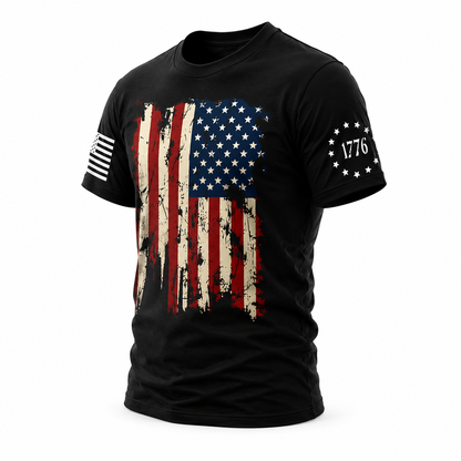 USA Flag 4th July American Tshirt, Red White Blue Star Patriotic TShirt