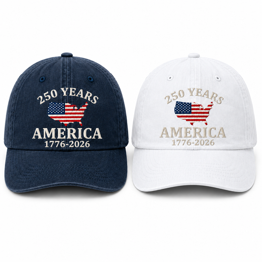 Embroidered America Map 250th Anniversary Hat, Patriotic 1776 2026 Cap