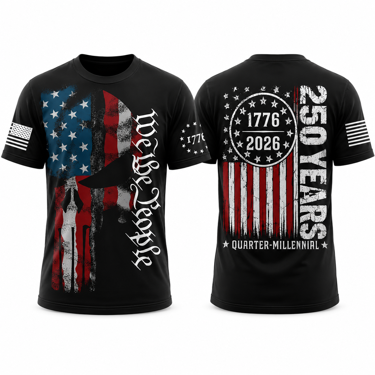 Patriot Skull American Flag T-Shirt, Freedom Honor & Strength Tee
