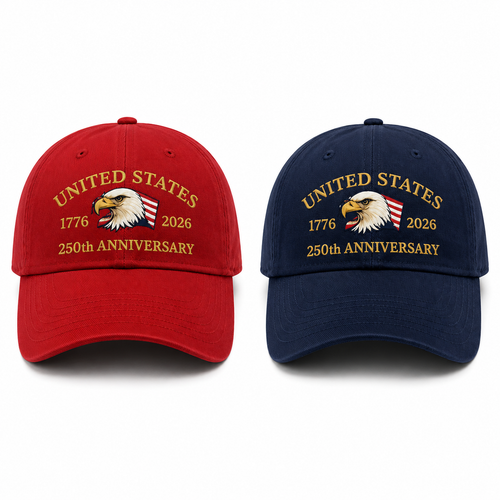 Embroidered Cap 250th Anniversary USA Eagle, 1776-2026 Patriotic Black Baseball Cap
