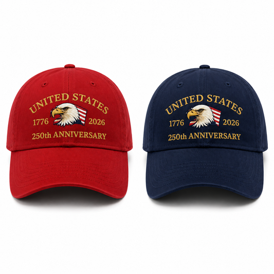 Embroidered Cap 250th Anniversary USA Eagle, 1776-2026 Patriotic Black Baseball Cap