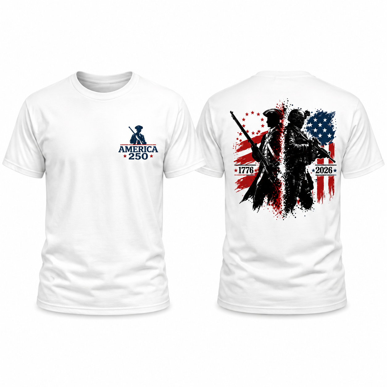 Two Soldiers One Nation Tee, 250 Years We The People T-Shirt, 1776-2026 Patriotic Tee