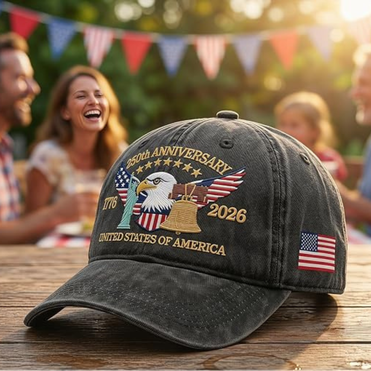 Embroidered Cap 250th Anniversary USA Eagle, 1776-2026 Patriotic Baseball Cap