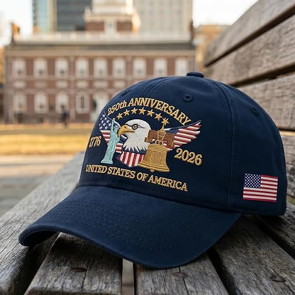 Embroidered 250th Anniversary Cap, 1776-2026 Independence Day Baseball Hat