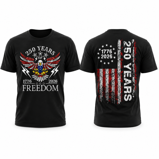 250 Years of Freedom Shirt, 1776–2026 Patriotic Eagle USA Flag Tee