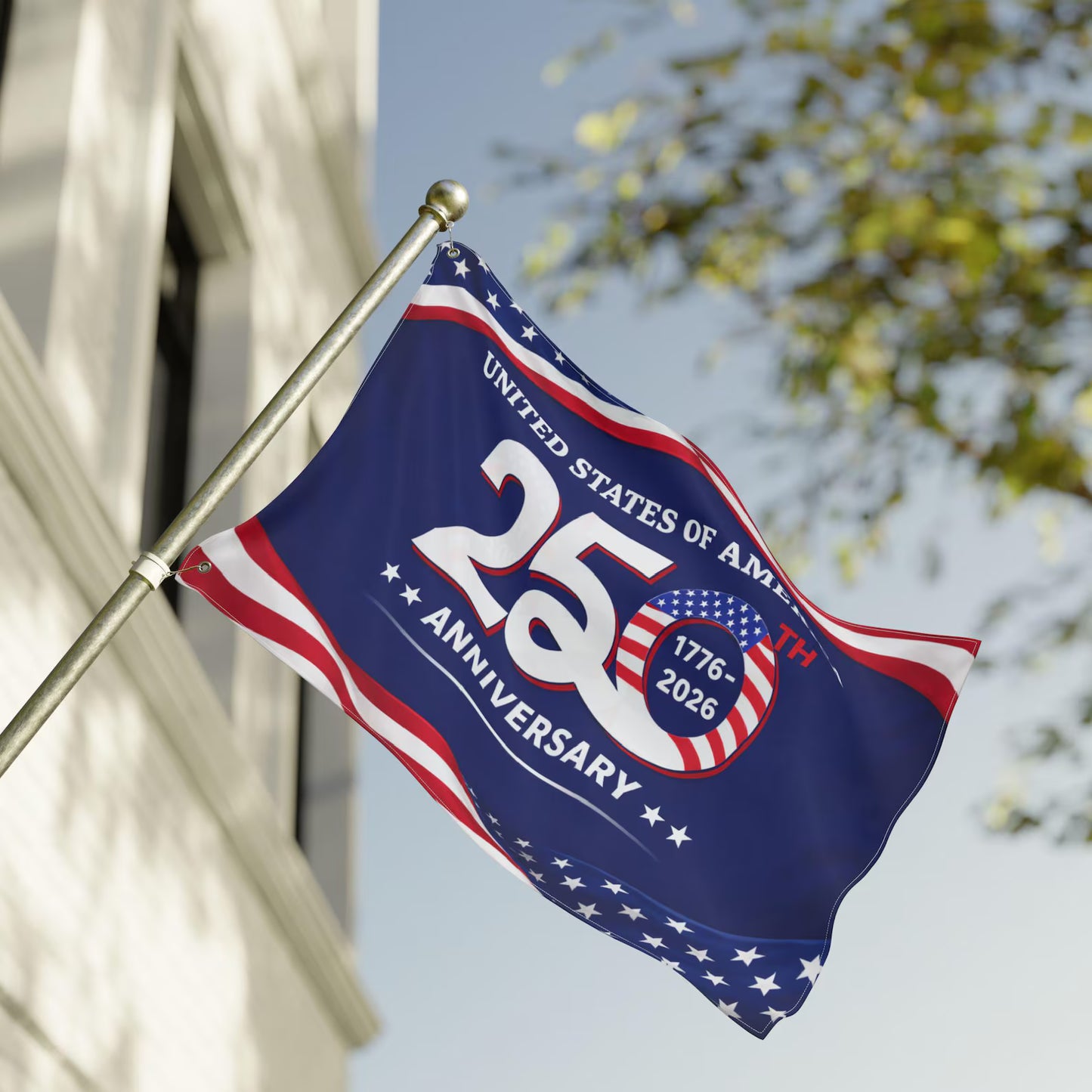 250th Anniversary American Flag, Double Sided Patriotic Independence Flag