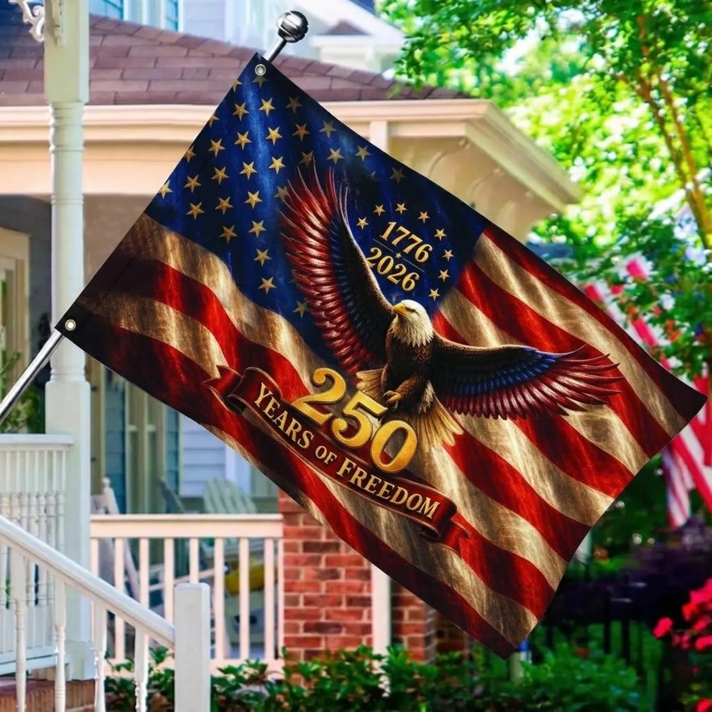 1776-2026 American Flag, Patriotic Eagle Independence Flag