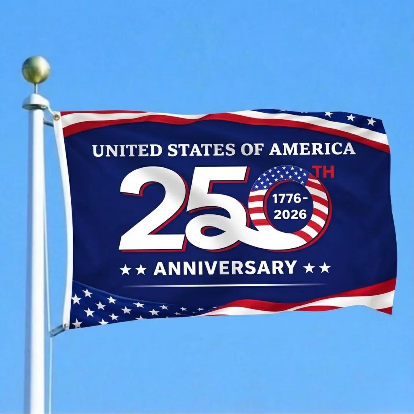 250th Anniversary American Flag, Double Sided Patriotic Independence Flag