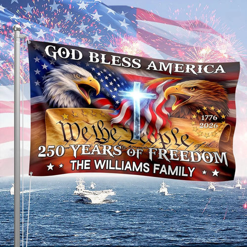 250 Years God Bless America Flag, Patriotic Eagle Garden Decor