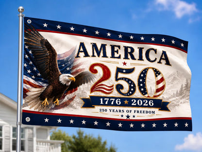 America 250th Anniversary Patriotic Outdoor Flag, 1776-2026 USA Eagle Freedom Banner