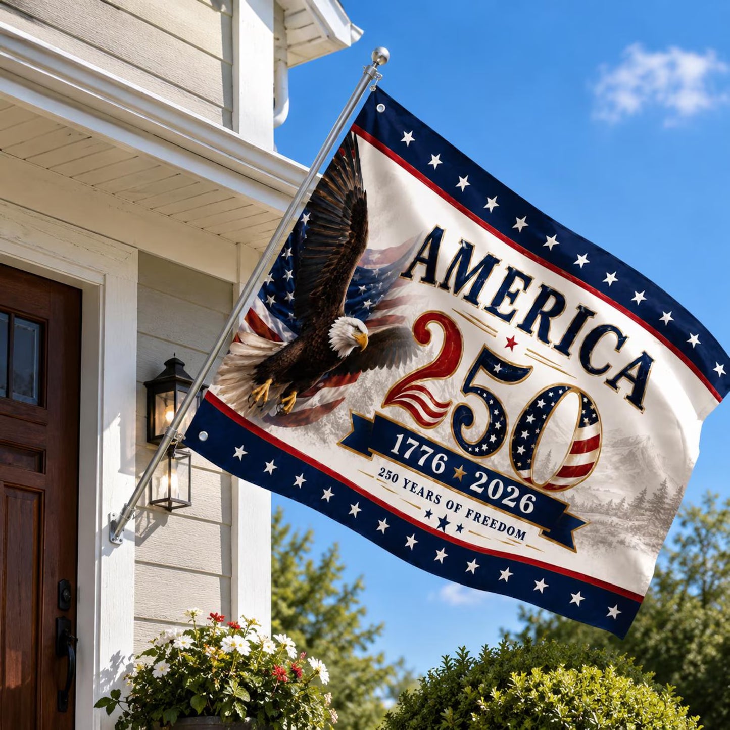 America 250th Anniversary Patriotic Outdoor Flag, 1776-2026 USA Eagle Freedom Banner