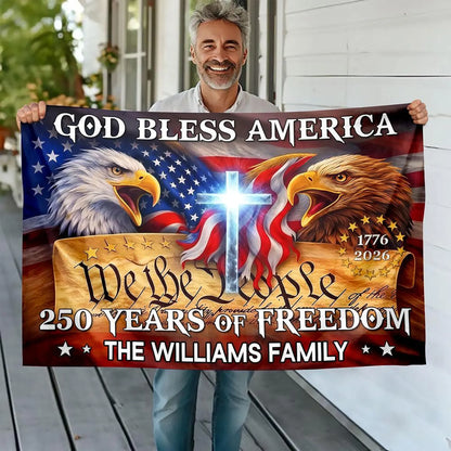 250 Years God Bless America Flag, Patriotic Eagle Garden Decor