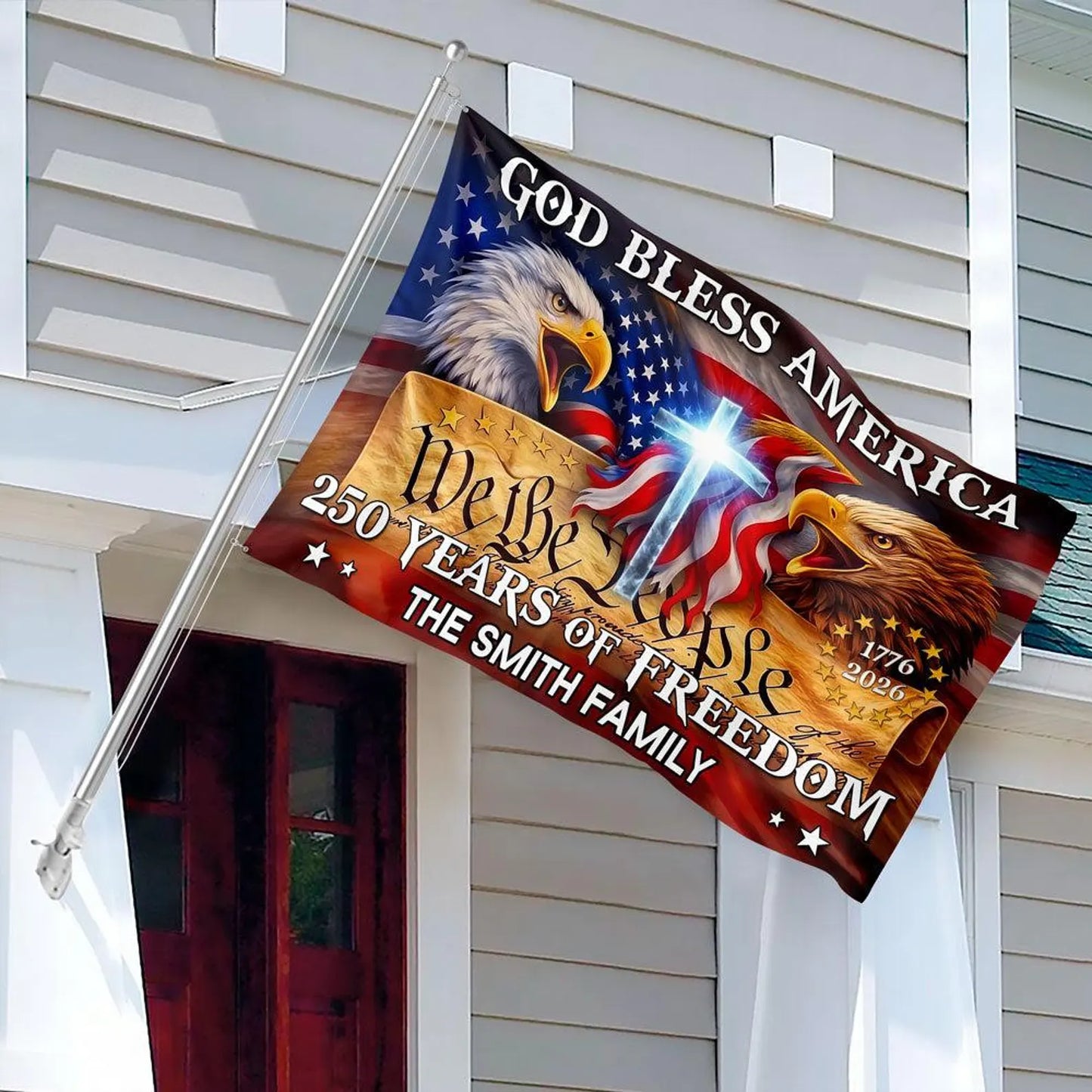 250 Years God Bless America Flag, Patriotic Eagle Garden Decor
