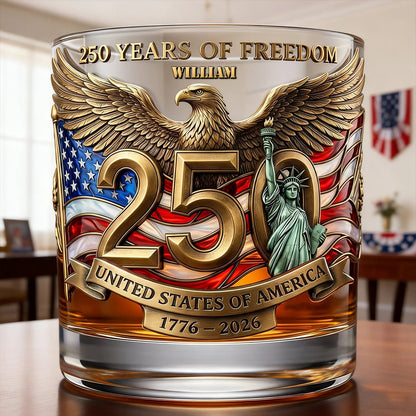250 Years Of Freedom Anniversary 11oz Round Glass
