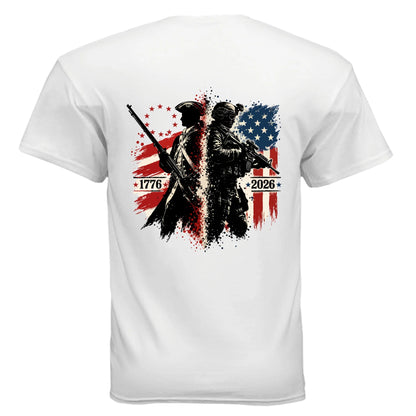 Two Soldiers One Nation Tee, 250 Years We The People T-Shirt, 1776-2026 Patriotic Tee
